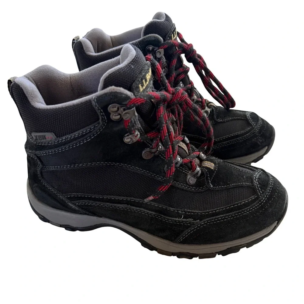 LL Bean Mens Tek 2.5 Primaloft Insulated Hiking Boots Black Red Size 7.5‎ M